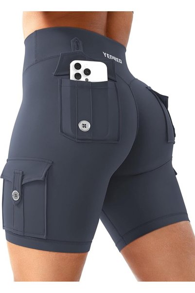 GENERAL YEOREO CoreFlex Women Workout Biker Shorts with Cargo Pockets Hidden ...