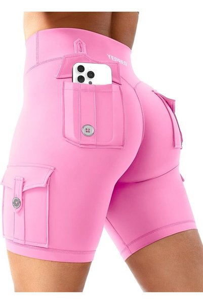GENERAL YEOREO CoreFlex Women Workout Biker Shorts with Cargo Pockets Hidden ...