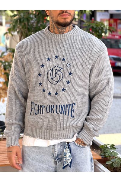 manch collection Giesto Yıldız Nakışlı Crop Örme Sweatshirt
