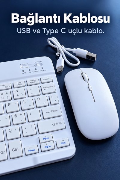Epilons Beyaz Klavye Mouse Seti USB Alıcılı Kablosuz Bağlantı
