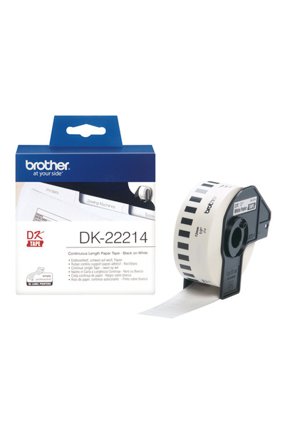 Brother لفة ورق مستمر أصلية DK-22214 - أسود على خلفية بيضاء، بعرض 12 مم