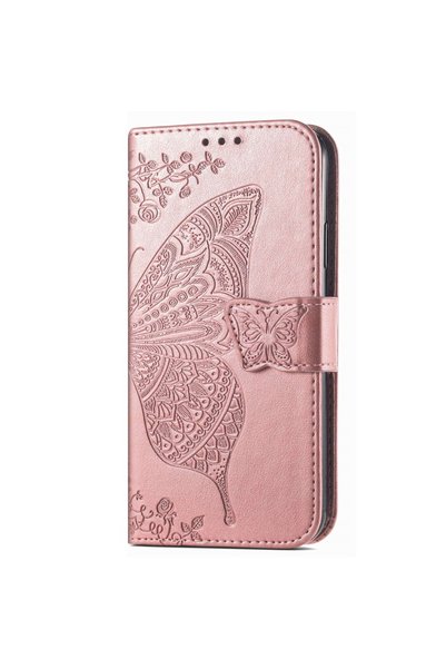 XGSM Husă tip carte pentru Samsung Galaxy M13, Fluture, auriu roz