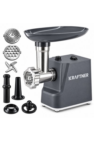 KRAFTNER Masina de tocat carne electrica 750W, 3 in 1 (tocare, carnati, kibbe...