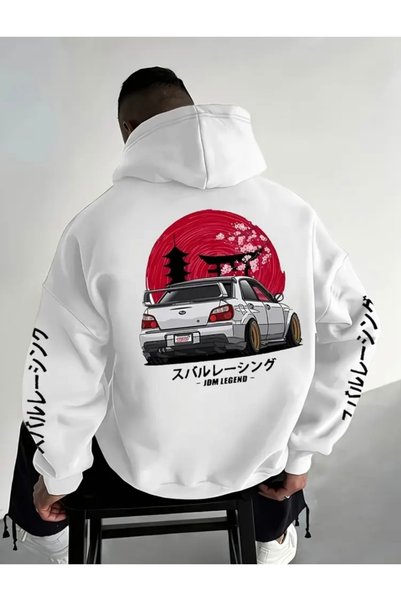 NIGRUM PARDUS Hooded Night Car Printed Back 100% Cotton 3 Yarn Large Size Poc...