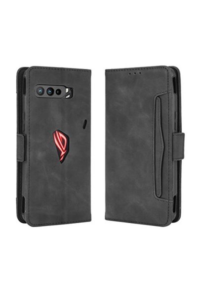 BURAQ حافظة لهاتف Asus ROG Phone 3 ZS661KS بتصميم محفظة وملمس جلدي بنمط جلد ا...