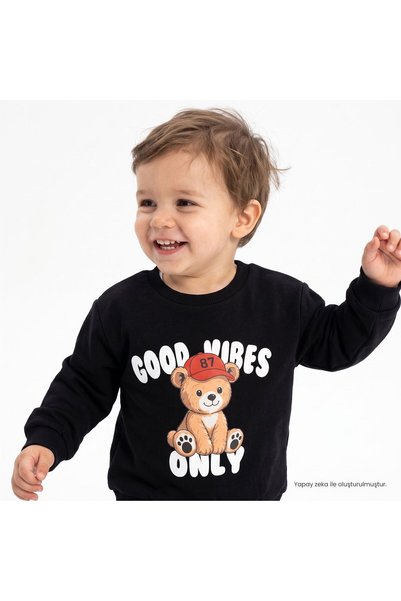 ebebek Hello Baby HelloBaby Erkek Bebek Sweatshirt Ayı Baskılı Bisiklet Yaka ...