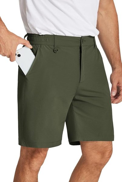 COOFANDY شورت جولف رجالي بطول 8 بوصات خفيف الوزن سريع الجفاف شورت كاجوال للتن...