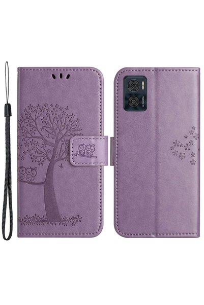 XGSM Husă tip carte pentru Motorola Moto E22 / E22i, cu model copac, mov