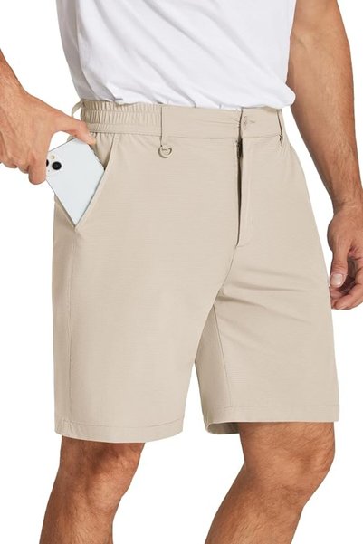 COOFANDY شورت جولف رجالي بطول 8 بوصات خفيف الوزن سريع الجفاف شورت كاجوال للتن...