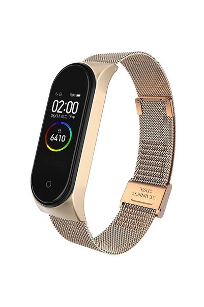 XGSM Curea tip brățară milaneză pentru Xiaomi Mi Band 3 / Mi Band 4, Aur roz