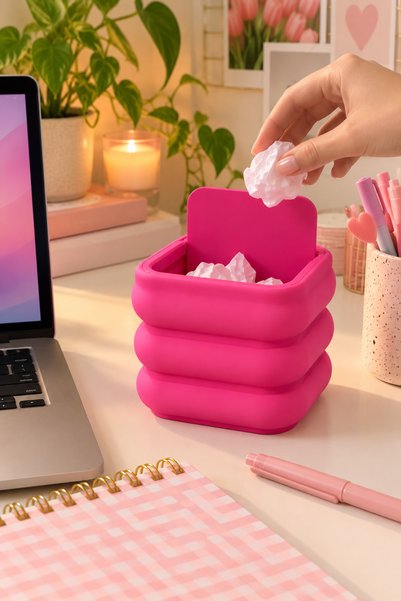 ZOVİYA Mini Puffy Çöp Kovası - 3D Tasarım