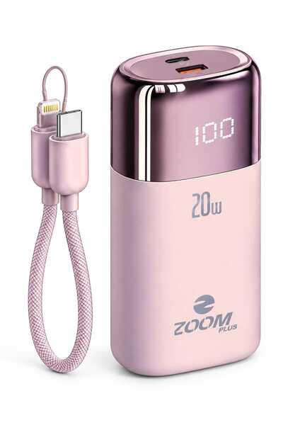 Zoom باور بانك PLUS AURA بسعة 10000 مللي أمبير، بقوة شحن سريع 20 واط PD، مزود...