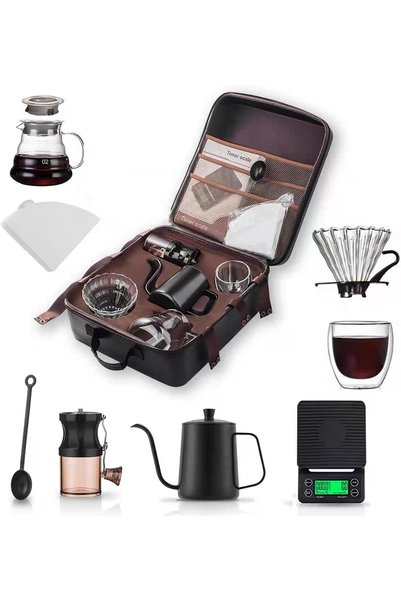 DLC Coffee Drip Maker V60 Set (Model No. Dlc-33303) 15-Piece Black Travel Bag...