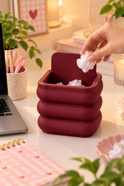 ZOVİYA Mini Puffy Çöp Kovası - 3D Tasarım