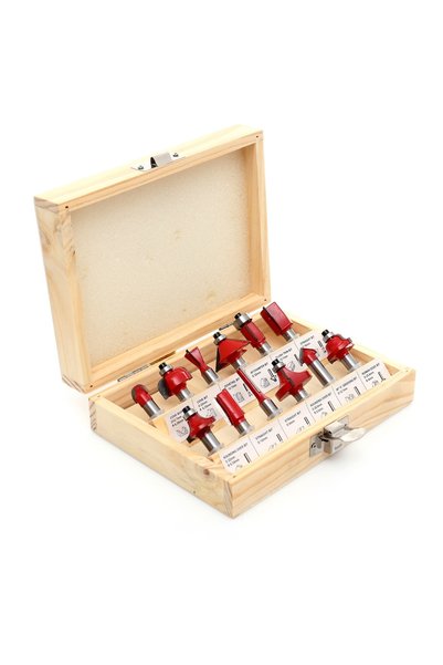 KRAFTNER Set 12 freze pentru lemn 6 mm, profile drepte, V, 45°, core box si c...