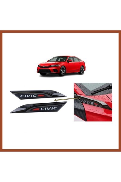 Bezos Honda Civic FE1 2022 ve Sonrası Uyumlu Çamurluk Üstü Ventil Dekoru Seti Parlak Siyah PRO