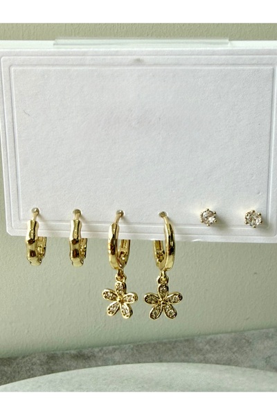 Merishe Jewerly طقم أقراط دائرية ذهبية من باباتيا