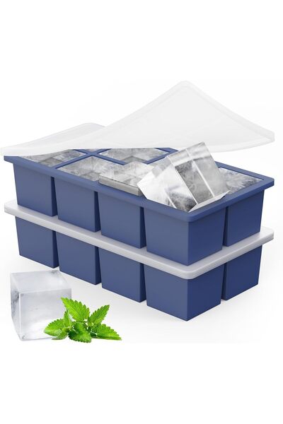 Generic قطعتان من صواني مكعبات الثلج الكبيرة، صواني سيليكون كبيرة لمكعبات الث...