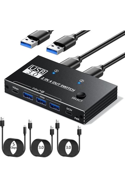 KASTWAVE USB 3.0 Switch 2 Computers Sharing, 5Gbps Data Transfer, 4-Port USB ...