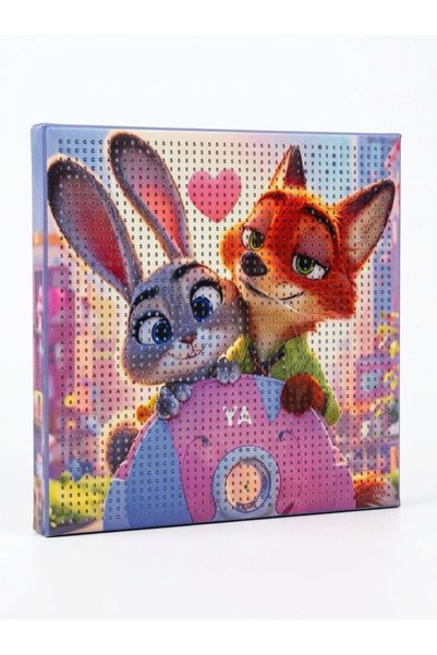Arvela Nick ve Judy Scooterlı Zootopia - Kalın Ahşap Tablolu Elmas Boyama Set...