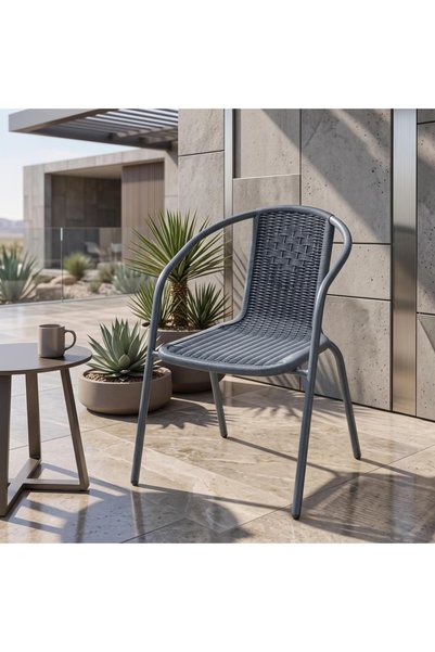 NO BRAND كرسي معدني باللون رمادي بتصميم أنيق | موفن هوم | MOVEN HOME