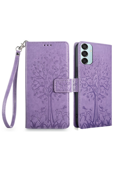 XGSM Husă flip Samsung Galaxy M15 5G, cu model copac, mov