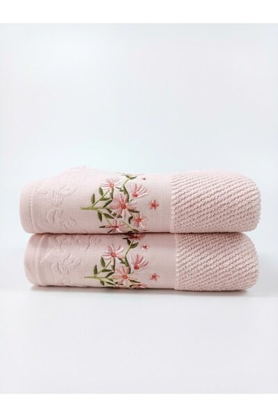 Özdilek Pansy Embroidered Towel 2 Pieces 50X90Cm - Pink