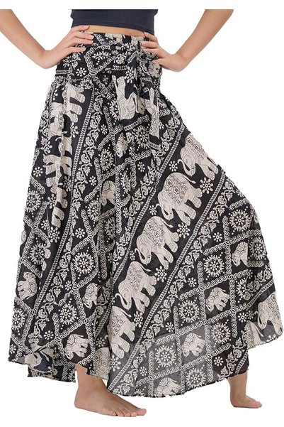 GENERAL تنورة طويلة نسائية من B BANGKOK PANTS، تنورة ماكسي بوهيمية مطبوعة بال...