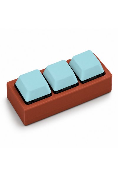 3DONE MODELS Clicker antistres cu 3 taste, printat 3D, baza maro, taste albas...