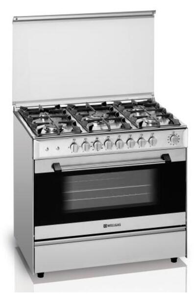 WELLGAS Well Gas Oven, 90*60 cm, 5 Burners, 116 Liters, Portuguese, Safe, Sta...