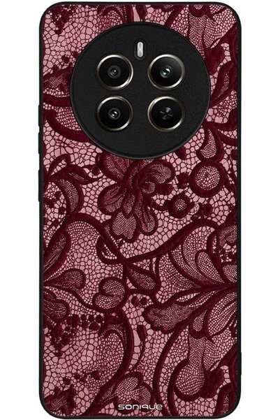Sonique Θήκη Σειράς Diva για Realme 12 Plus 5G Βουργουνδί Ροζ Δαντέλα