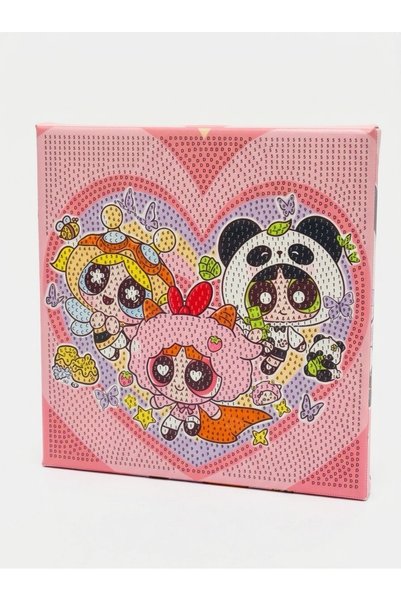 Arvela Powerpuff Girls - Kalın Ahşap Tablolu Elmas Boyama Seti | Diamond Pain...