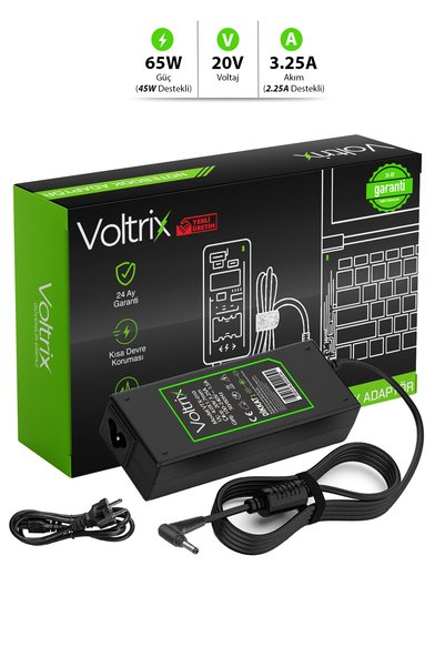 Voltrix Lenovo ideapad ile Uyumlu 20V 3.25A-2.25A İnce Uç 4.0x1.7mm Adaptör Ş...