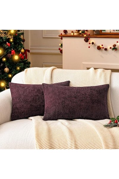 a moment Dark Blue Chenille Throw Pillow Covers 12x20 Inch Pack of 2 Modern D...