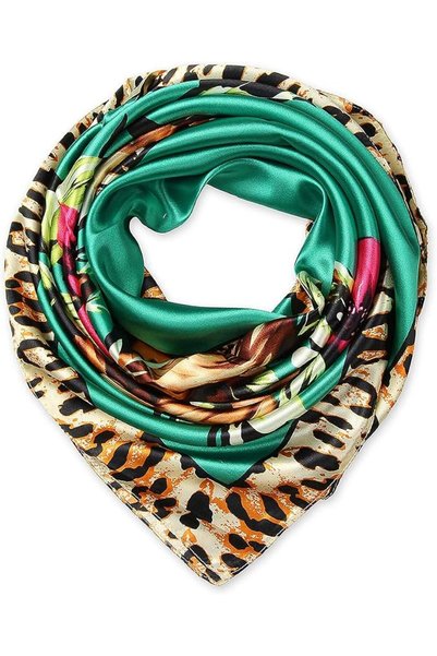 GENERAL corciova 35 x 35 Large Square Hair Scarf for Women Silk Like Curly He...