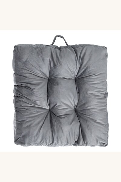 Comerivo Perna de podea catifelata gri 60x60cm pentru relaxare si decor