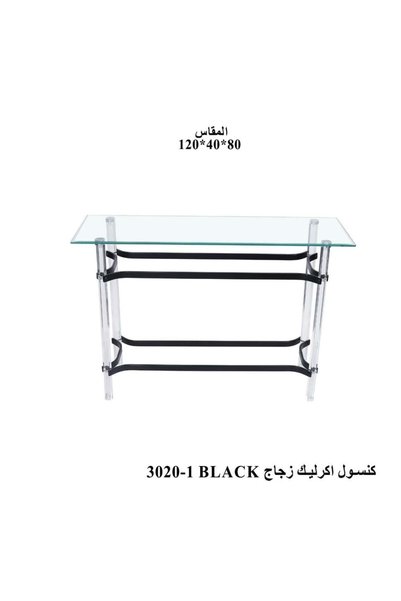 NO BRAND طاولة كونسول فاخرة بسطح زجاجي وقاعدة أكريليك - BLACK ( أسود) 120X40X...