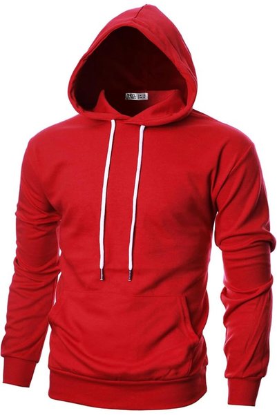 Ohoo Mens Slim Fit Long Sleeve Lightweight Pullover Basic Hoodie With Kangaro...