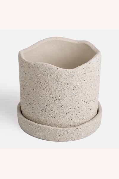 Comerivo Ghiveci decorativ ceramica crem cu farfurie, diametru 12,6cm pentru ...