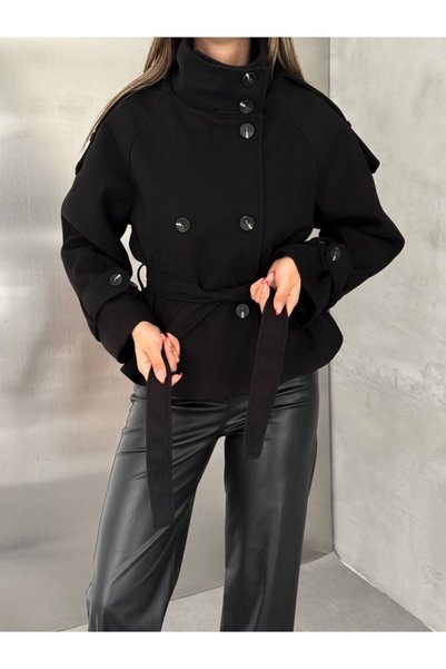 Ekim Store Σακάκι με κουμπιά, όρθιο γιακά και ζώνη