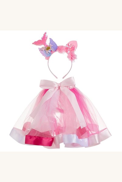 Comerivo Costum deghizare fata fusta tutu roz cu bentita sirena si unicorn