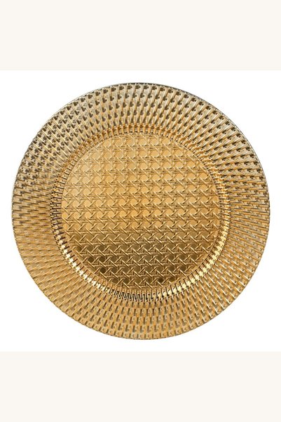 Comerivo Platou rotund auriu cu relief - perfect pentru decoratiuni de casa, ...