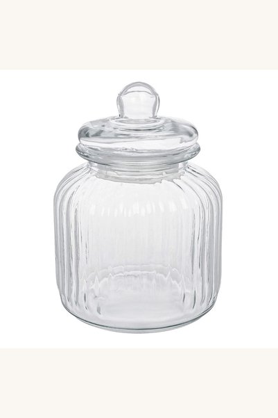 Comerivo Borcan din sticlă transparentă cu capac pentru dulciuri și bomboane,...