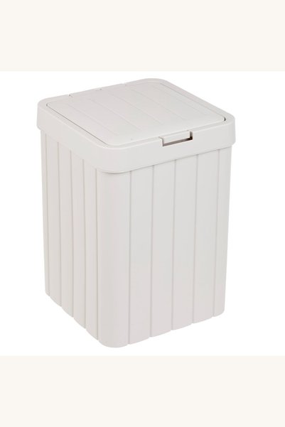 Comerivo Cos de gunoi dreptunghiular din plastic bej 10L cu capac si buton