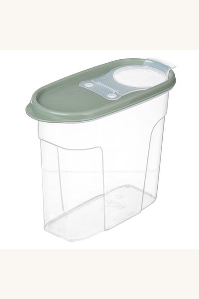 Comerivo Cutie transparenta pentru cereale si alimente, capac verde menta, 1.7L