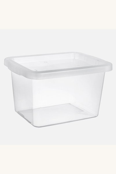 Comerivo Cutie de depozitare din plastic transparent, cu capac și mânere, 9 L...
