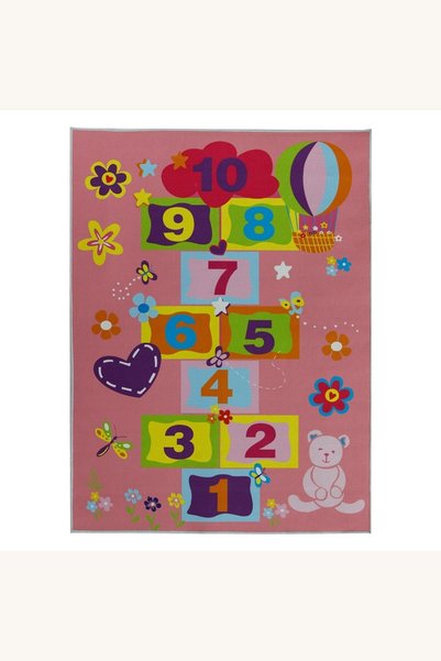 Comerivo Covoras Decorativ Roz cu Joc Sotron 120x90cm pentru Camera Copilului