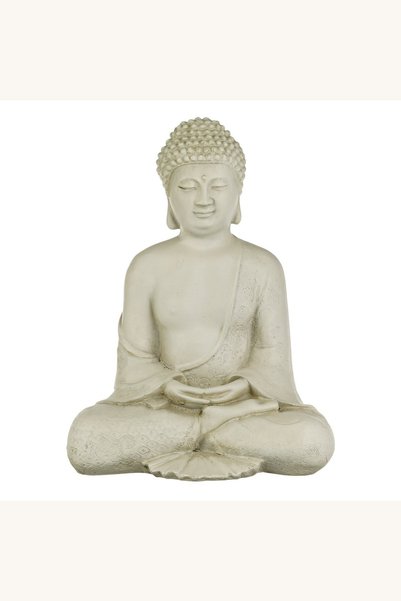 Comerivo Statueta Buddha din ceramica pentru gradina, design etnic ecru 28cm