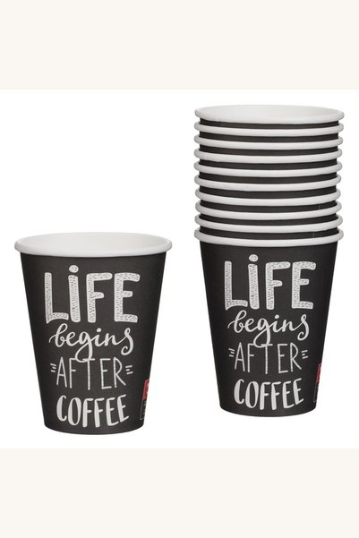 Comerivo Pahare de Carton Antracit 380 ml cu Mesaj, Set 10 buc