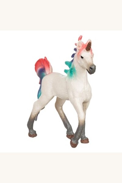Comerivo Unicorn din plastic cu coama curcubeu colorata - jucarie pentru copi...